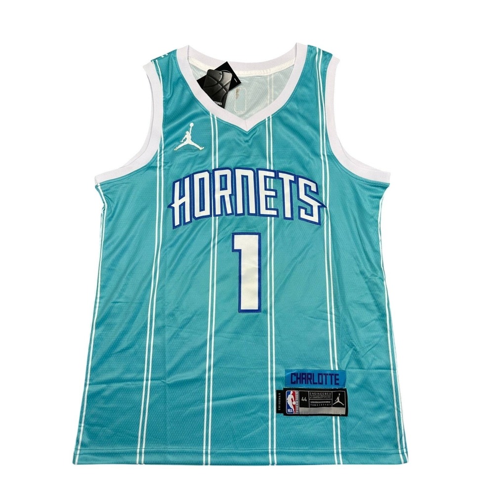 Jordan Charlotte Hornets LaMelo‎ Ball 1 Statement Jersey Teal Mens 44 Small NEW